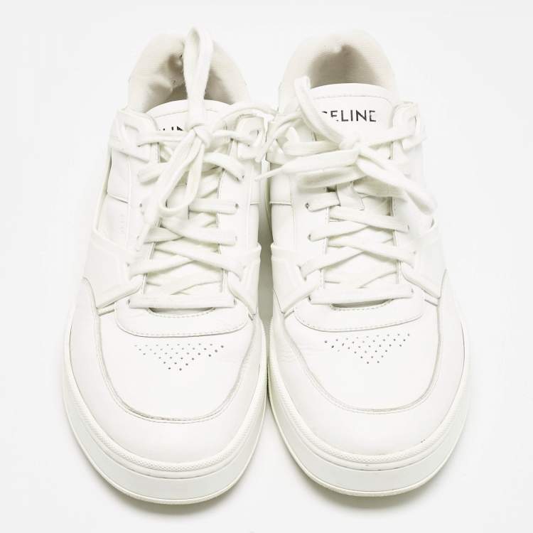 Pre Owned Celine White Leather Lace Up Sneakers Size 44