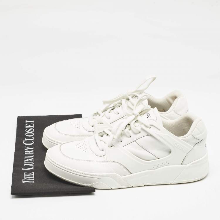 Pre Owned Celine White Leather Lace Up Sneakers Size 44