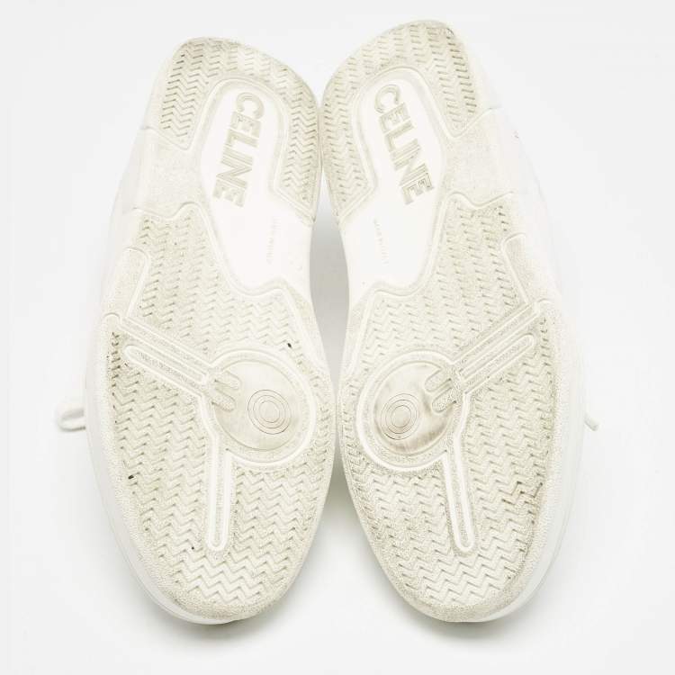 Pre Owned Celine White Leather Lace Up Sneakers Size 44
