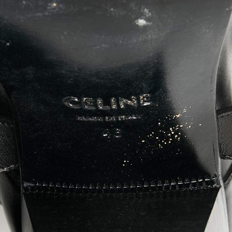 Pre Owned Celine Black Leather Ankle Length Boots Size 46