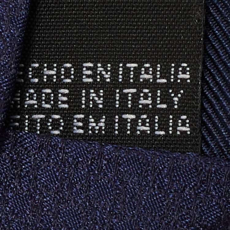 Pre Owned CH Carolina Herrera Navy Blue Logo Jacquard Silk Tie
