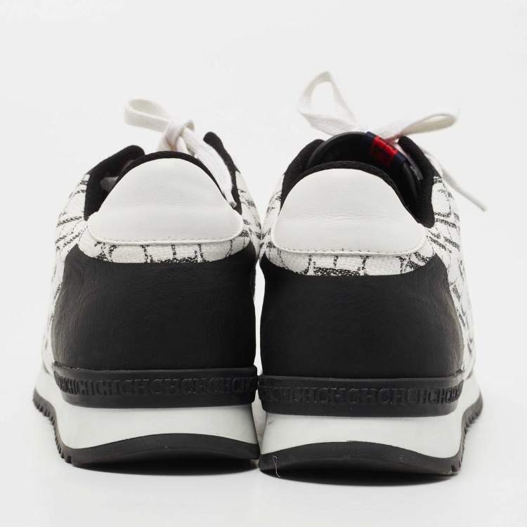 Pre Owned CH Carolina Herrera White/Black Canvas And Leather Low Top Sneakers Size 40