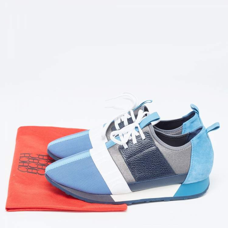 Pre Owned CH Carolina Herrera Multicolor Suede and Leather Low Top Sneakers Size 41.5 