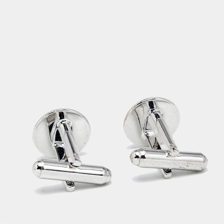 Pre Owned  Carolina Herrera CH Enamel Silver Tone Cufflinks