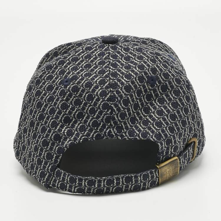 Pre Owned CH Carolina Herrera Navy Blue Monogram Canvas Baseball Cap S