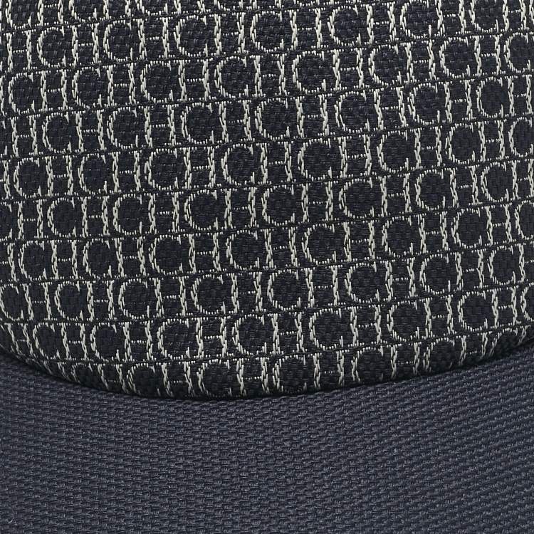 Pre Owned CH Carolina Herrera Navy Blue Monogram Canvas Baseball Cap S