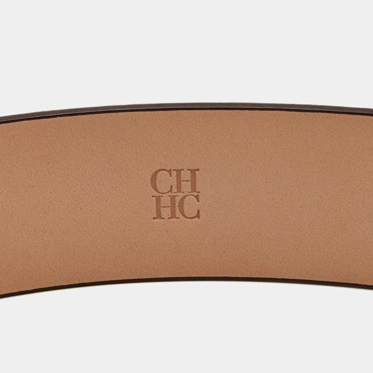 Pre Owned CH Carolina Herrera Brown Leather CH Belt 100CM