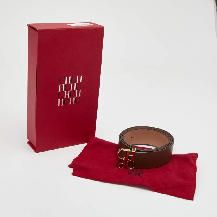 Pre Owned CH Carolina Herrera Brown Leather CH Belt 100CM
