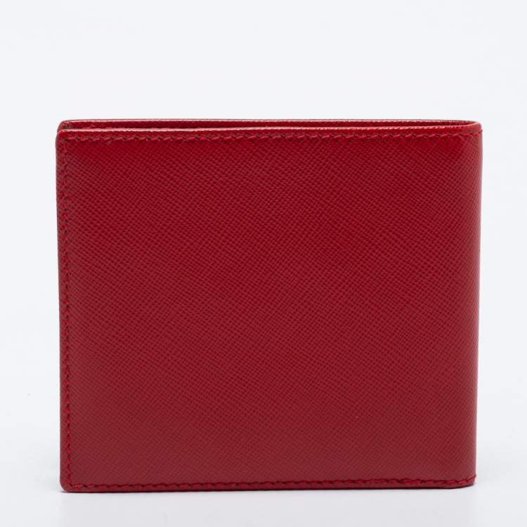 CH Carolina Herrera Red Leather Perforated Logo Bifold Wallet CH ...