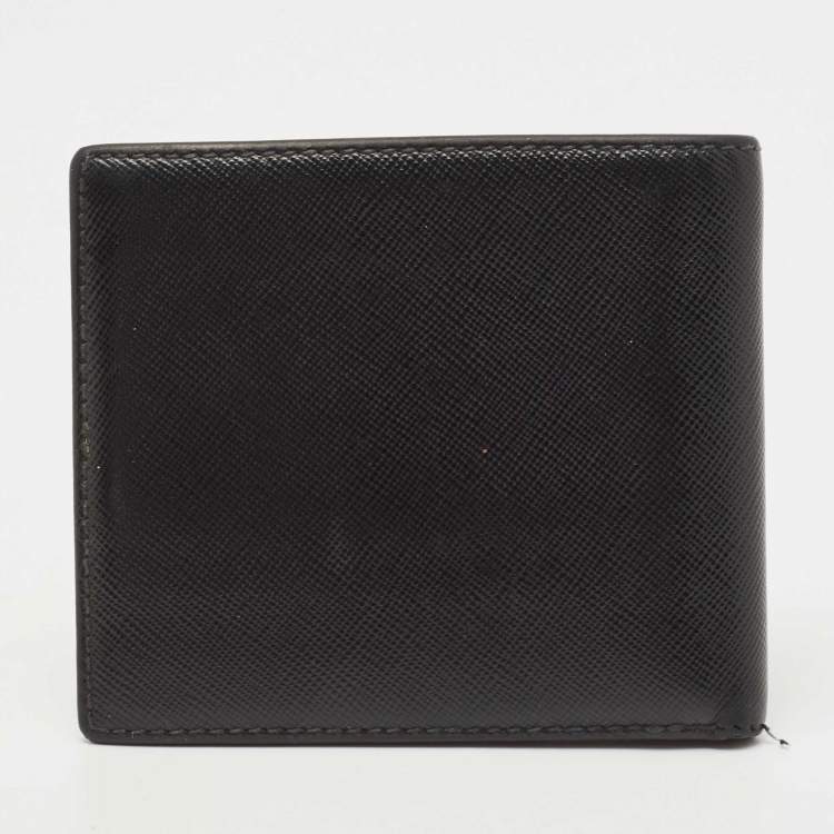 Pre Owned CH Carolina Herrera Black Leather Perforated Logo Bifold Wallet