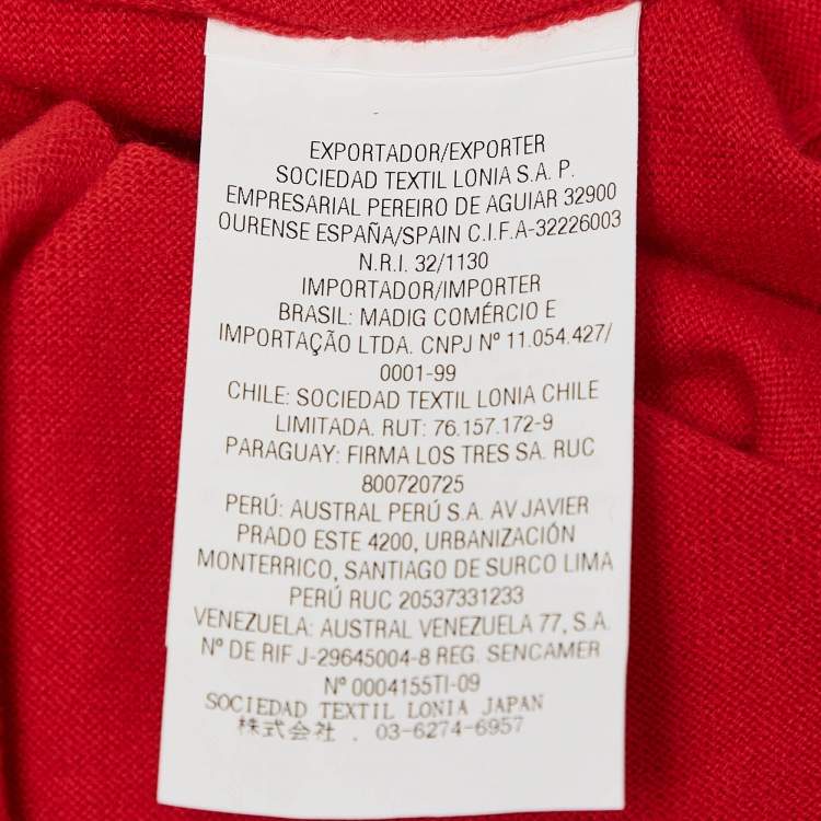 Pre Owned CH Carolina Herrera Red Wool Knit V-Neck Sweater XL