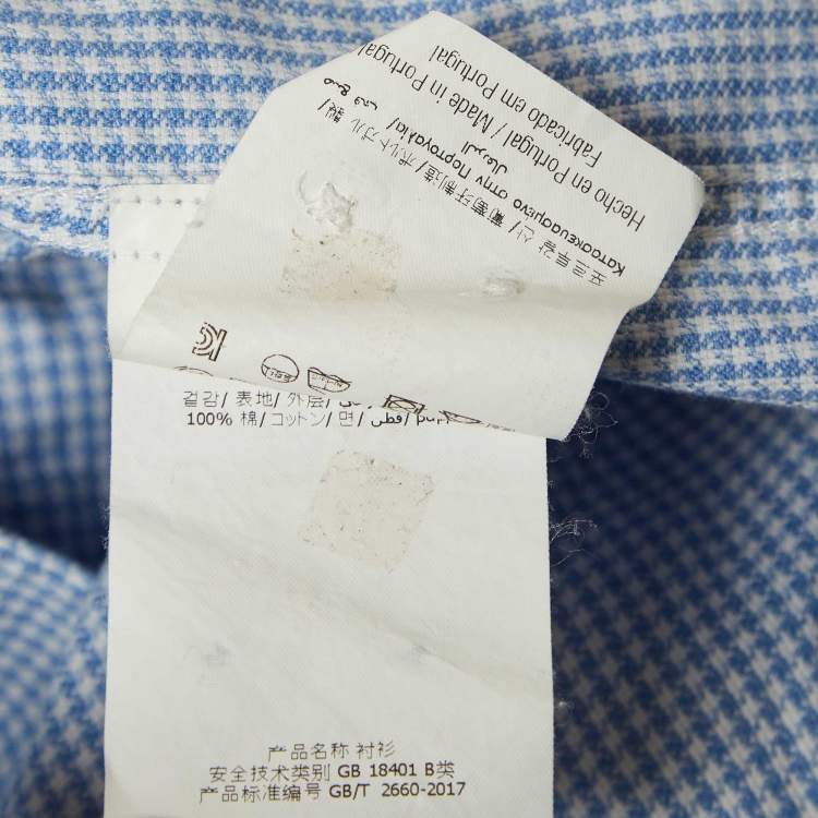 Pre Owned CH Carolina Herrera Blue Houndstooth Cotton Shirt S