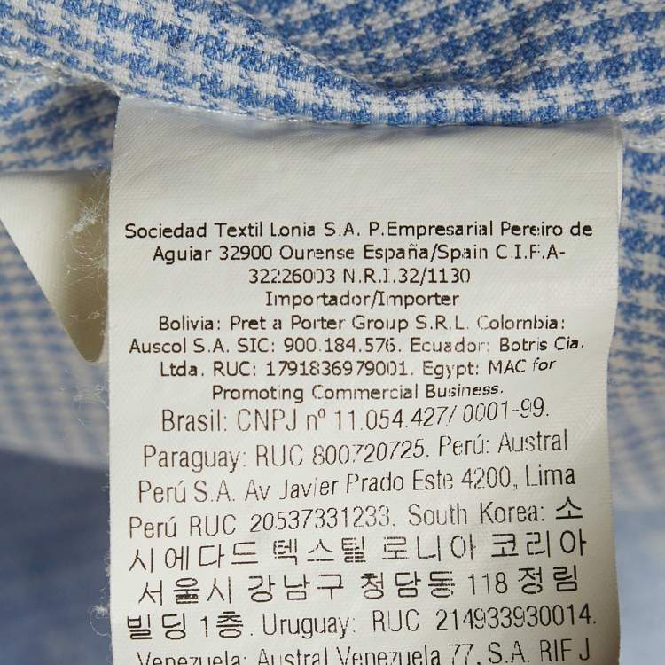 Pre Owned CH Carolina Herrera Blue Houndstooth Cotton Shirt S
