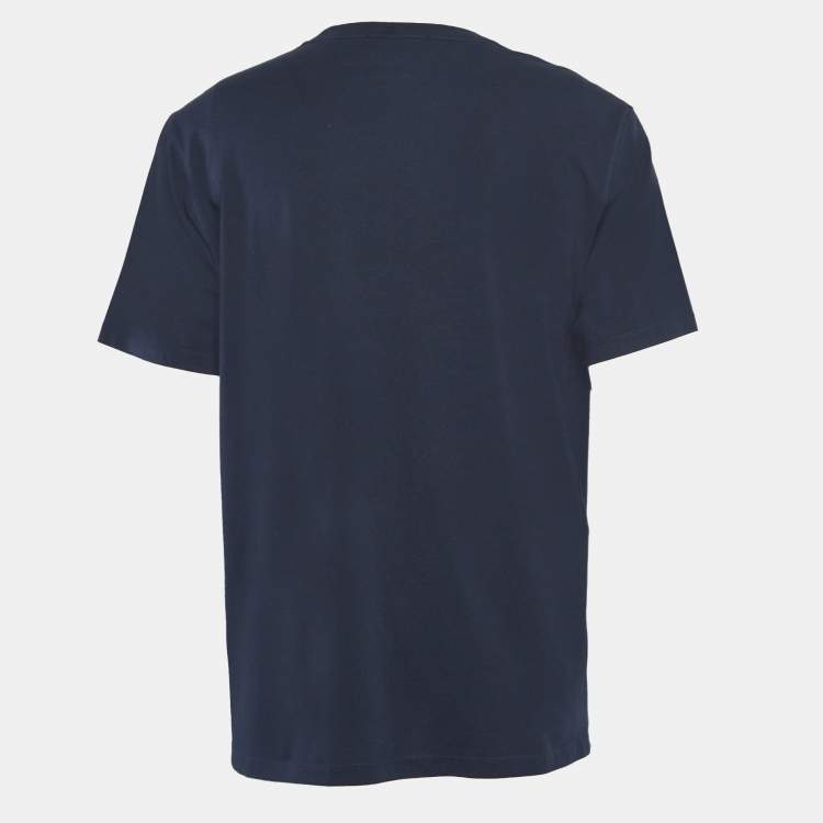 Pre Owned CH Carolina Herrera Navy Blue Logo Applique Jersey T-Shirt L