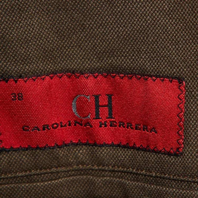 Pre Owned CH Carolina Herrera Brown Cotton and Linen Single Breasted Blazer M