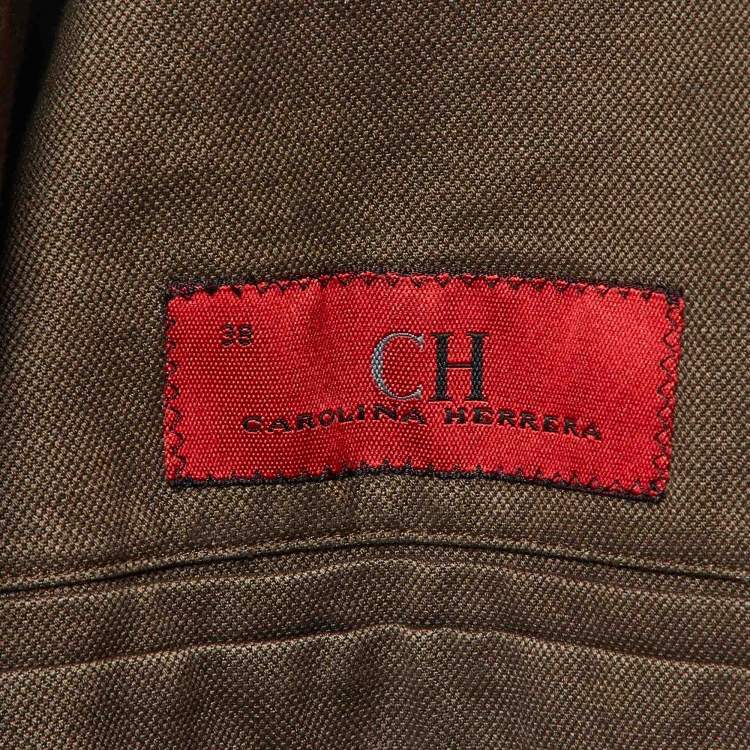 Pre Owned CH Carolina Herrera Brown Cotton and Linen Single Breasted Blazer M