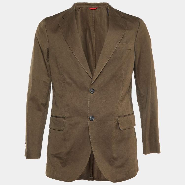 Pre Owned CH Carolina Herrera Brown Cotton and Linen Single Breasted Blazer M