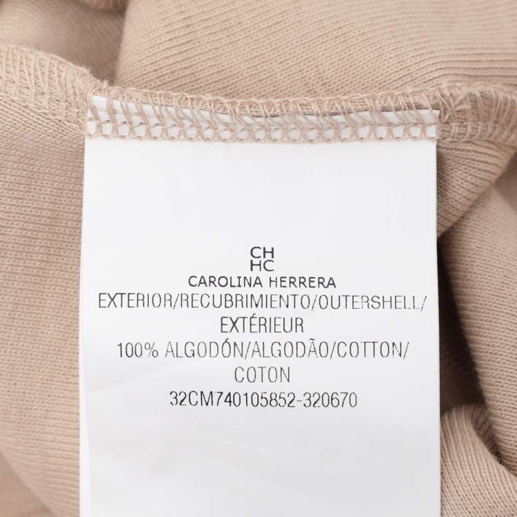 Pre Owned CH Carolina Herrera Beige Pique Cotton Long Sleeve T-Shirt M