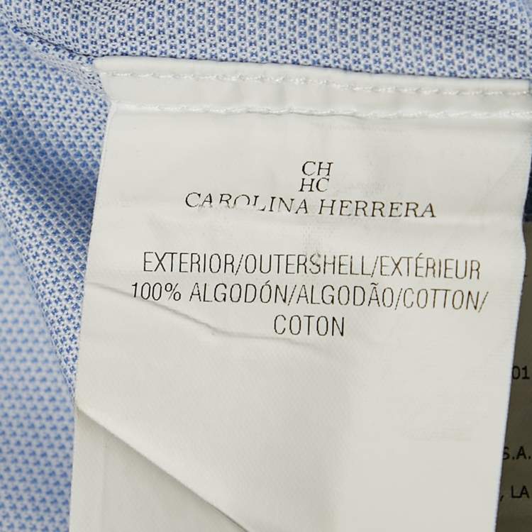 Pre Owned CH Carolina Herrera Blue Patterned Cotton Long Sleeve Shirt S