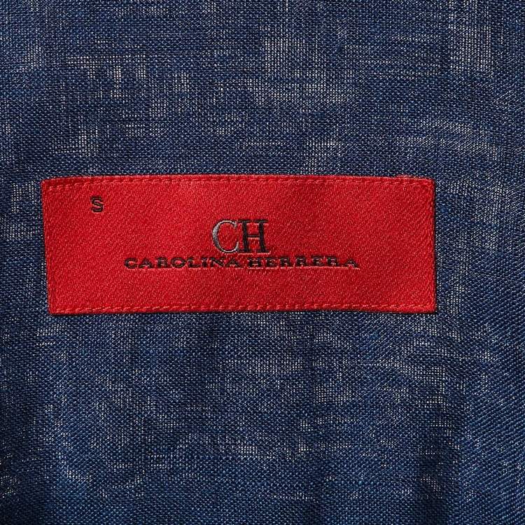 Pre Owned CH Carolina Herrera Blue Cotton Pleated Shirt S