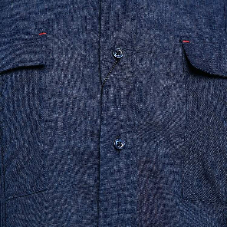 Pre Owned CH Carolina Herrera Blue Cotton Pleated Shirt S