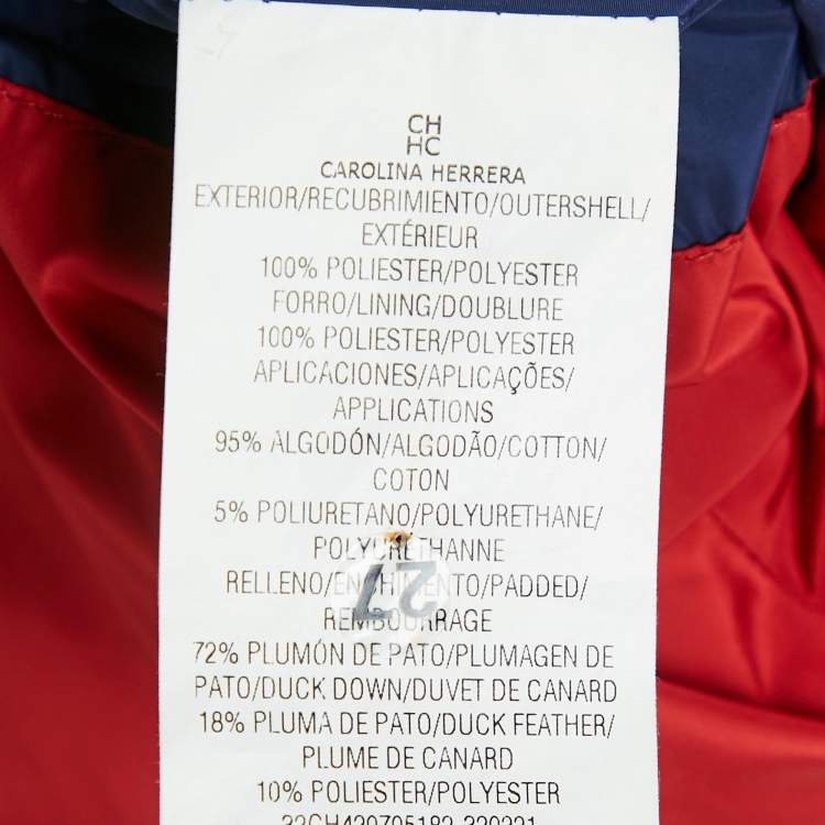 Pre Owned CH Carolina Herrera Blue Synthetic Detachable Hood Down Jacket M