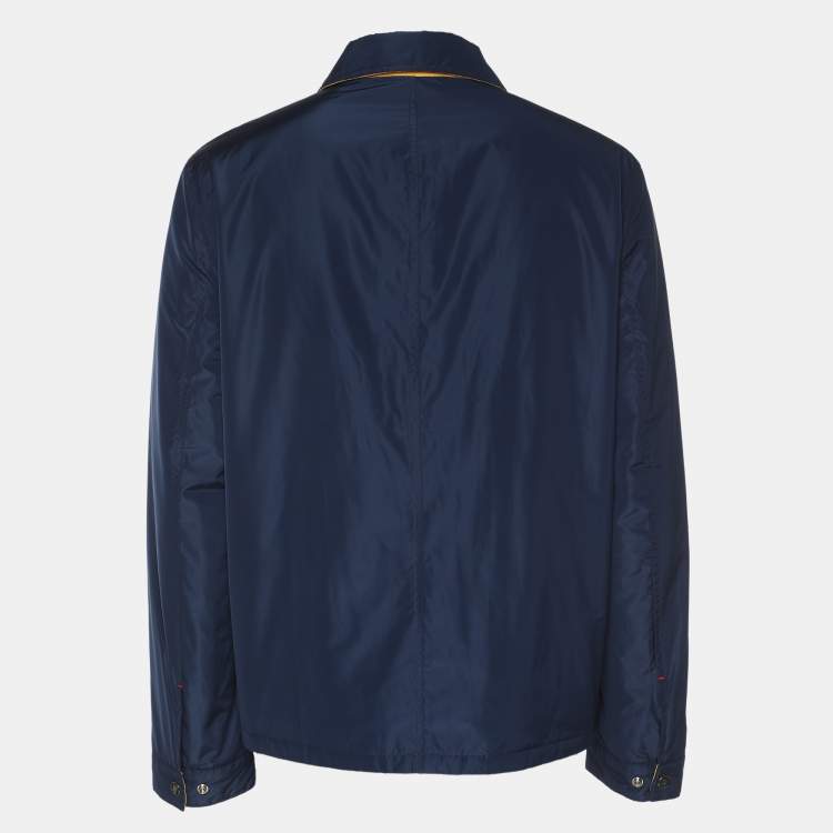 Pre Owned CH Carolina Herrera Navy Blue/Yellow Nylon CH Logo Reversible Jacket M