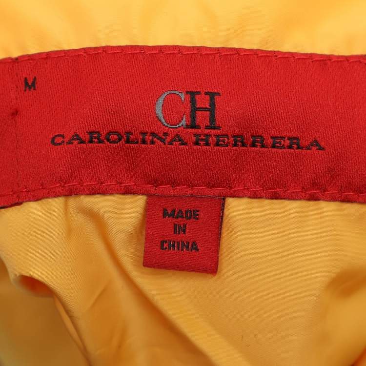 Pre Owned CH Carolina Herrera Navy Blue/Yellow Nylon CH Logo Reversible Jacket M