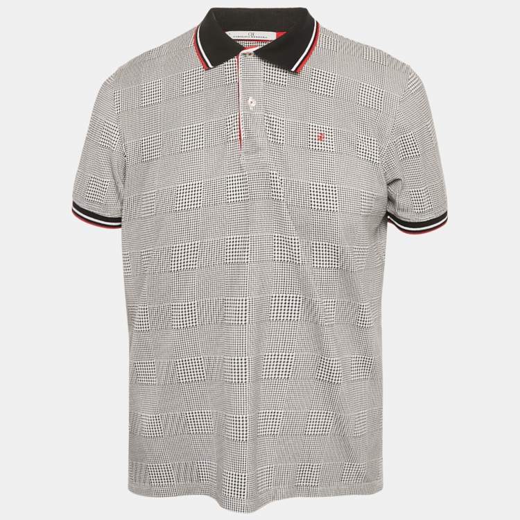مملوكة مسبقًا CH Carolina Herrera Black houndstooth Pattern Cotton Pique Polo T-Shirt L
