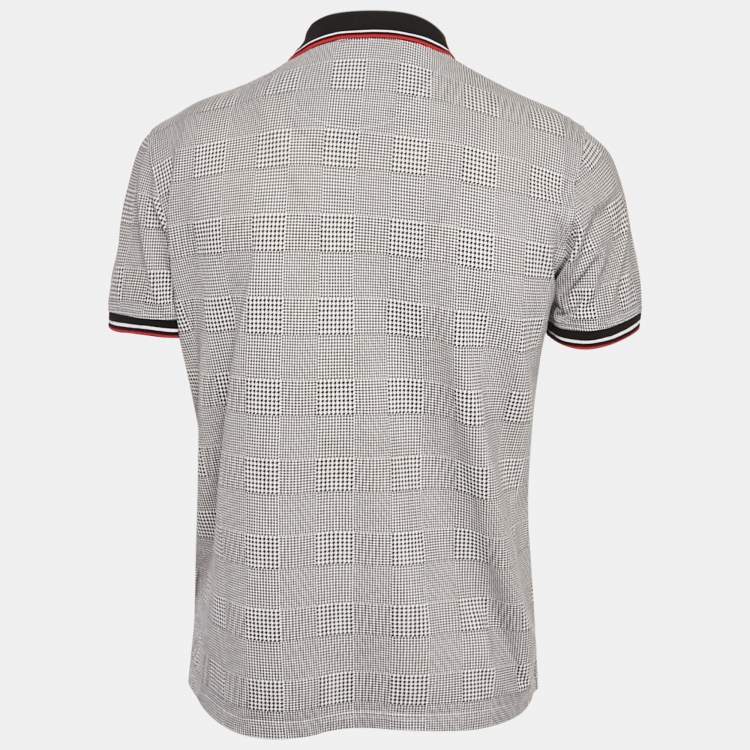 مملوكة مسبقًا CH Carolina Herrera Black houndstooth Pattern Cotton Pique Polo T-Shirt L