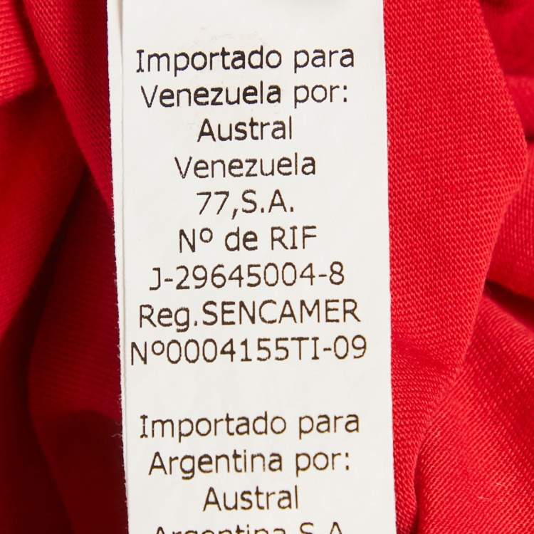 Pre Owned CH Carolina Herrera Red Cotton Knit Logo Detail T-Shirt S