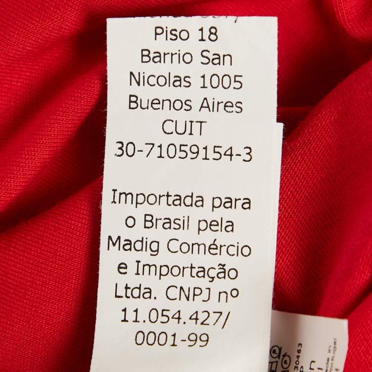 Pre Owned CH Carolina Herrera Red Cotton Knit Logo Detail T-Shirt S