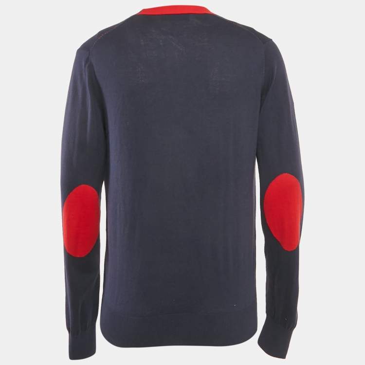 Pre Owned CH Carolina Herrera Blue Cotton Knit Cardigan M