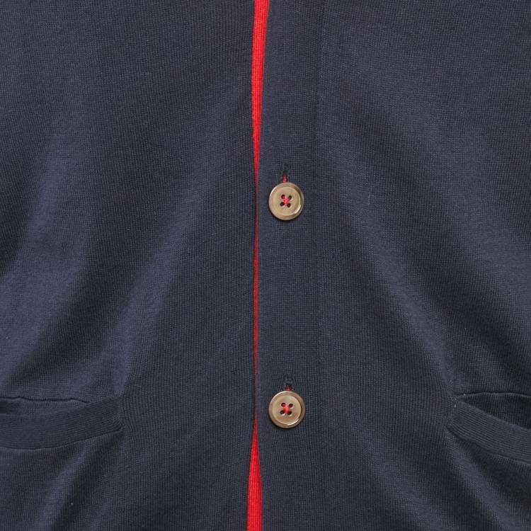 Pre Owned CH Carolina Herrera Blue Cotton Knit Cardigan M