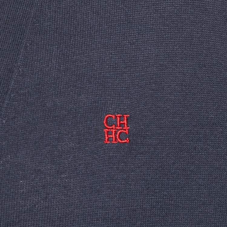 Pre Owned CH Carolina Herrera Blue Cotton Knit Cardigan M