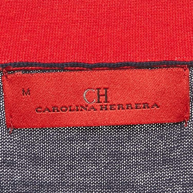 Pre Owned CH Carolina Herrera Blue Cotton Knit Cardigan M
