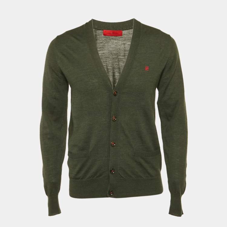 Pre Owned CH Carolina Herrera Grey Wool Knit Cardigan S