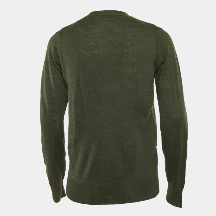 Pre Owned CH Carolina Herrera Grey Wool Knit Cardigan S