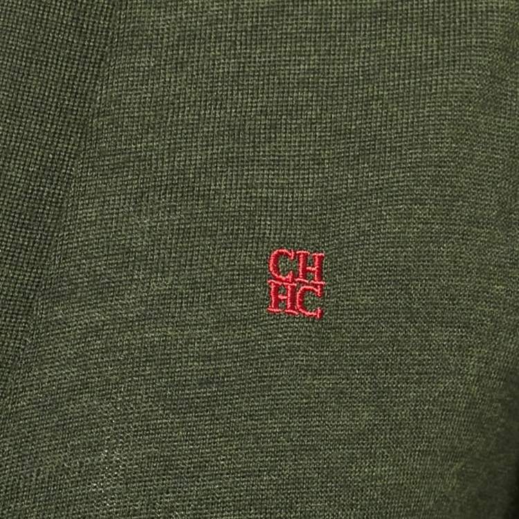 Pre Owned CH Carolina Herrera Grey Wool Knit Cardigan S