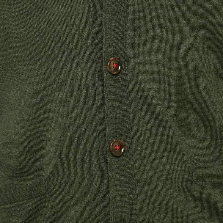 Pre Owned CH Carolina Herrera Grey Wool Knit Cardigan S