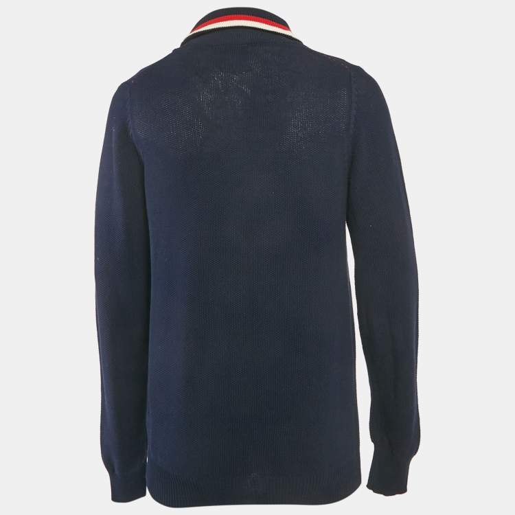 Pre Owned CH Carolina Herrera Navy Blue Cotton Knit Pullover M