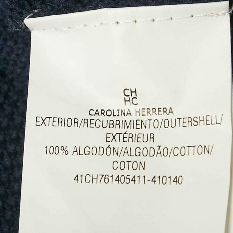 Pre Owned CH Carolina Herrera Navy Blue Cotton Knit Pullover M