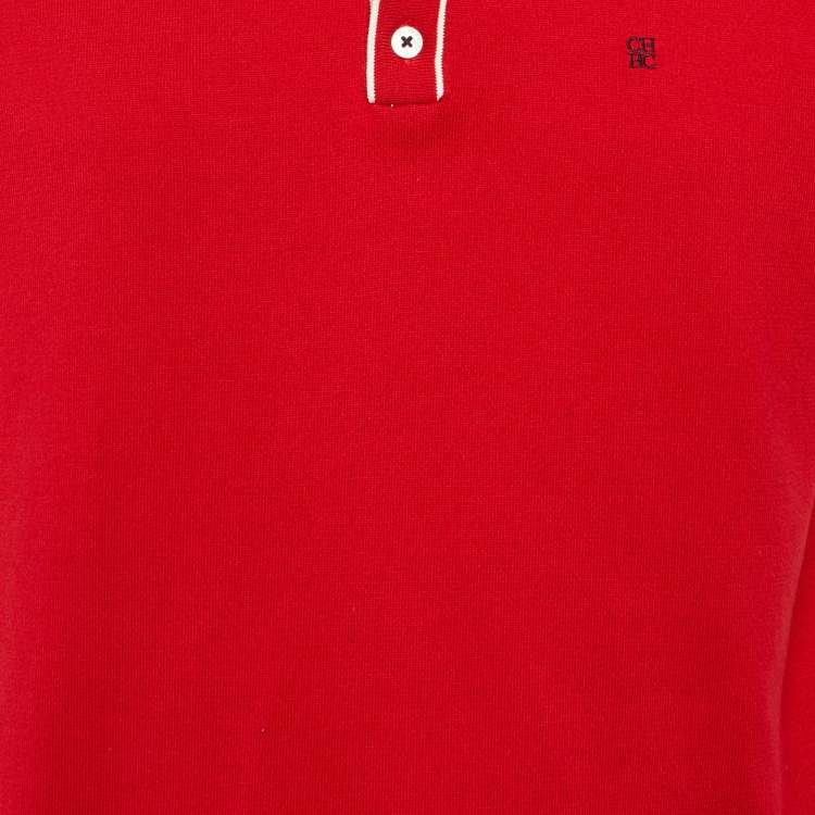 Pre Owned CH Carolina Herrera Red Cotton Knit Polo T-Shirt M