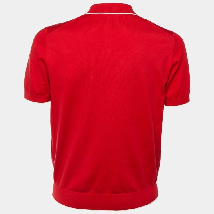 Pre Owned CH Carolina Herrera Red Cotton Knit Polo T-Shirt M