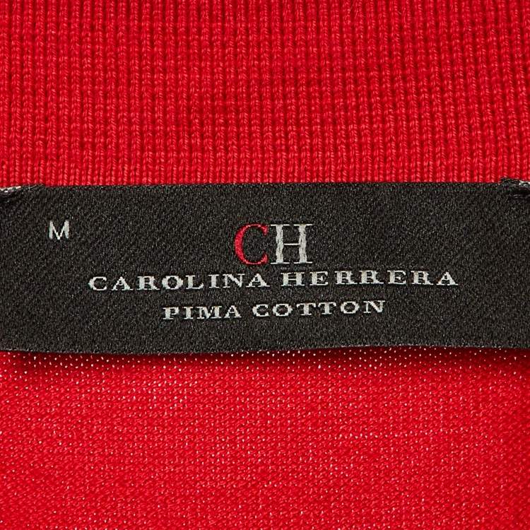 Pre Owned CH Carolina Herrera Red Cotton Knit Polo T-Shirt M
