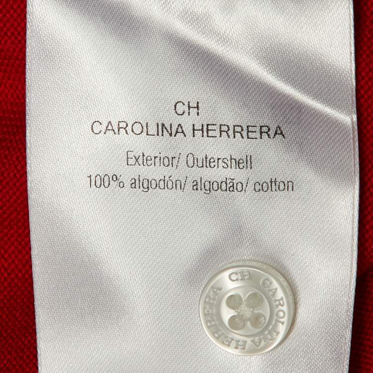 Pre Owned CH Carolina Herrera Red Cotton Knit Polo T-Shirt M