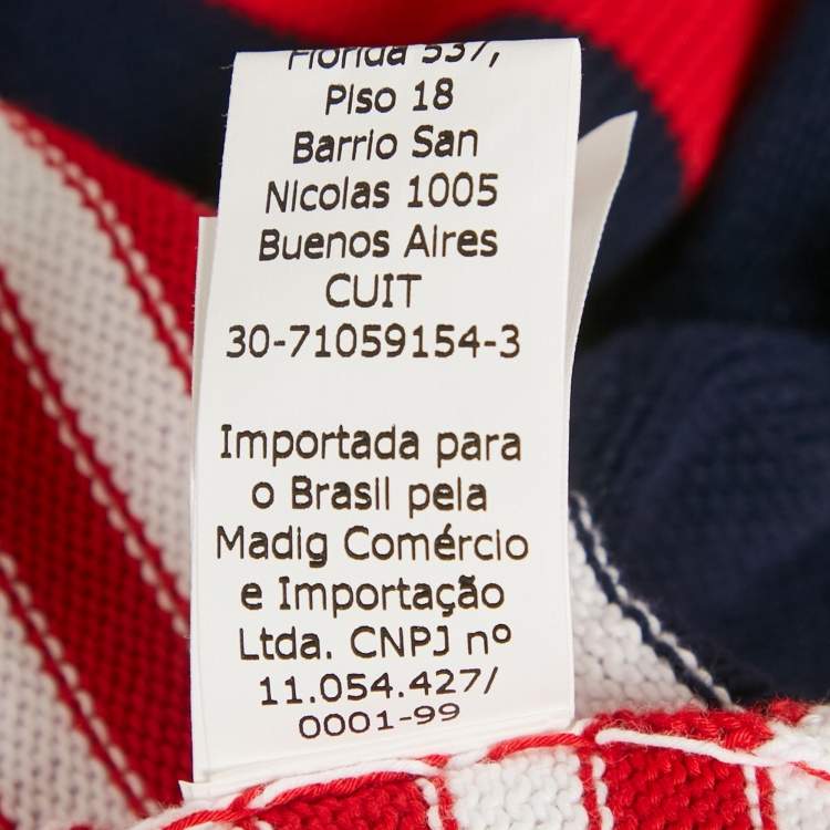 Pre Owned CH Carolina Herrera Red/Blue Rib Knit Crew Neck Sweater S