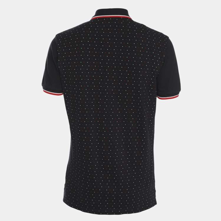 Pre Owned CH Carolina Herrera Navy Blue Dotted Print Jersey Polo T-Shirt M