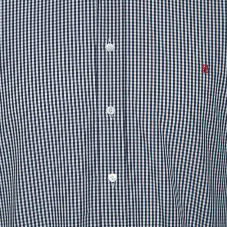 Pre Owned CH Carolina Herrera Monochrome Checked Cotton Button Down Collar Shirt XL