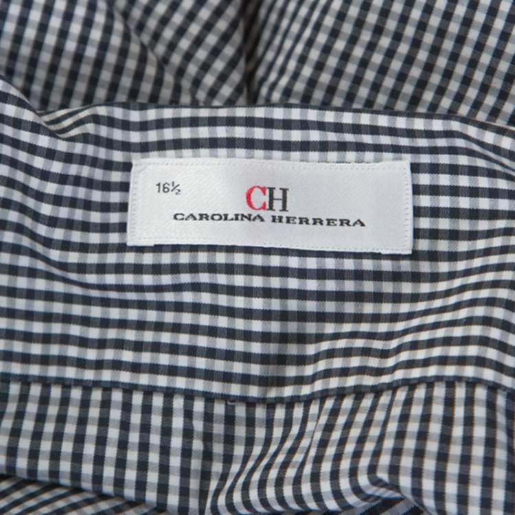 Pre Owned CH Carolina Herrera Monochrome Checked Cotton Button Down Collar Shirt XL